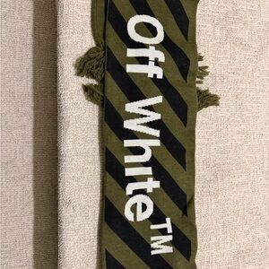 Off-White Olive Green & Black Logo Knit Scarf